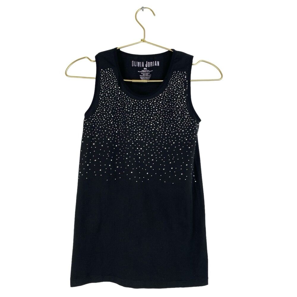 Olivia Jordan‎ Women's Diamond Lux M/L Tank Top Black  616